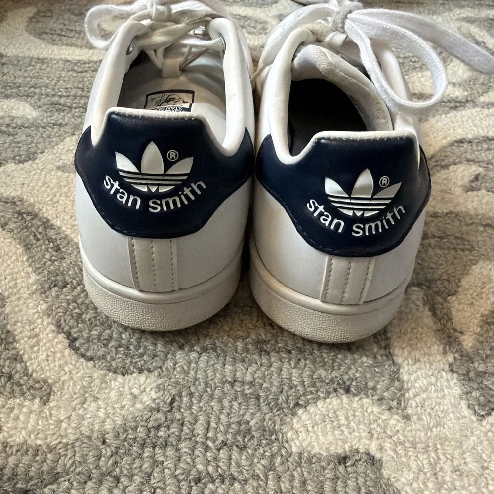 Adidas Stan Smith White Navy Leather Sneakers Men's‎ 8 Classic Casual